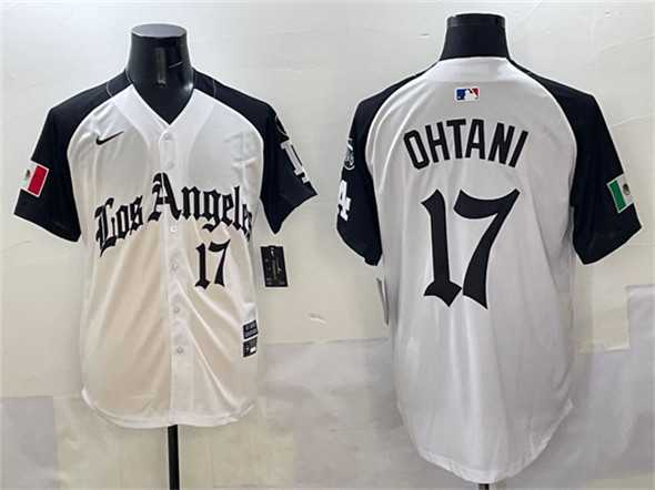 Men%27s Los Angeles Dodgers #17 Shohei Ohtani White Black Mexico 2025 LA Gothic Style With Fernando Patch Vapor Premier Limited Stitched Jersey